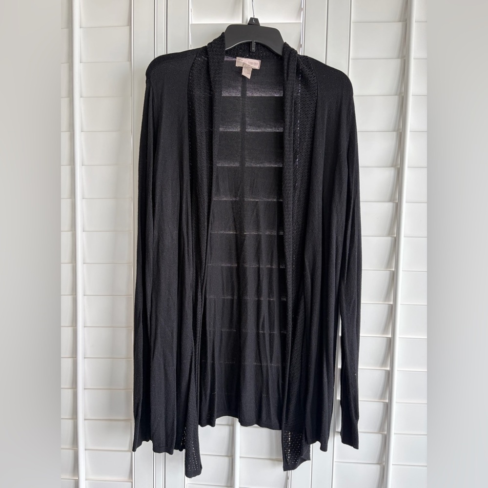 FOREVER 21 CONTEMPORARY Black Open Front Long Sleeve Cardigan Sweater Size Large